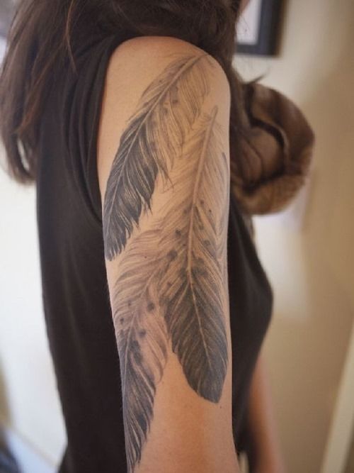 Fallen Feathers half sleeve tattoos for women