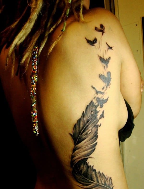 Bird Side Tattoos for girl 