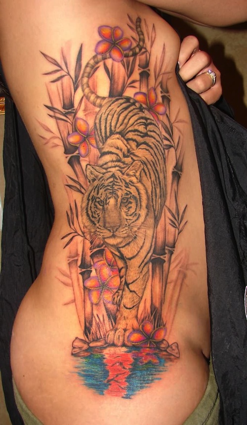 amazing Tiger Side Tattoos for Girls 