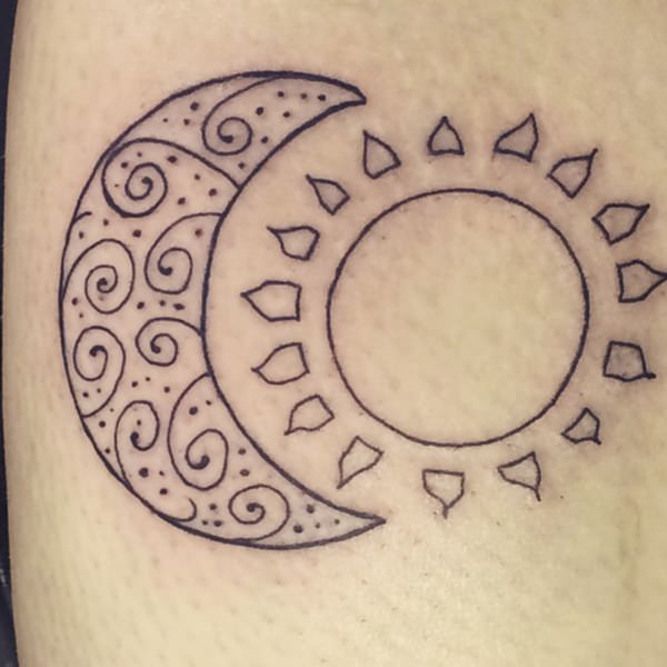Abstract Sun and Moon Tattoo you like 