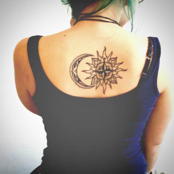Tribal Moon and Sun Tattoo design for girl