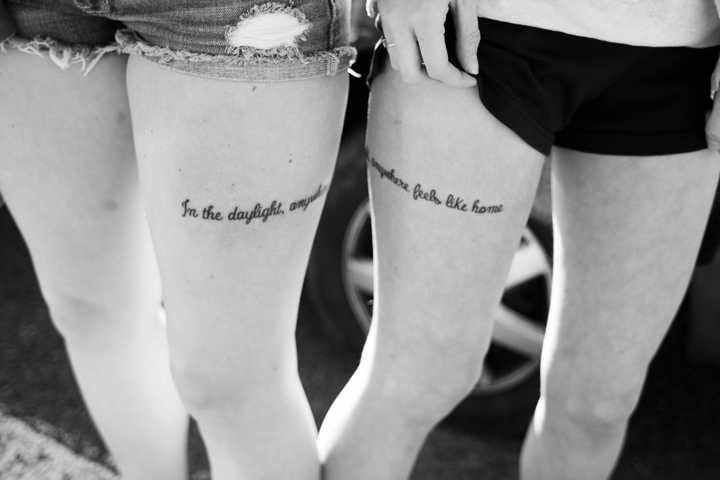 similar line tattoos with best friend