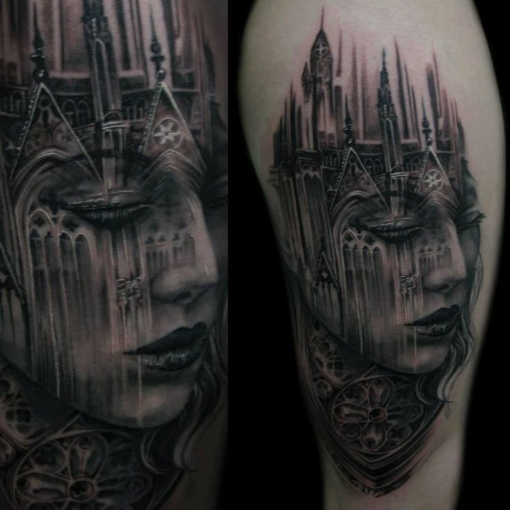 black and grey tattoos in form of gothic dream