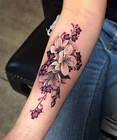 3d floral forearm tattoo