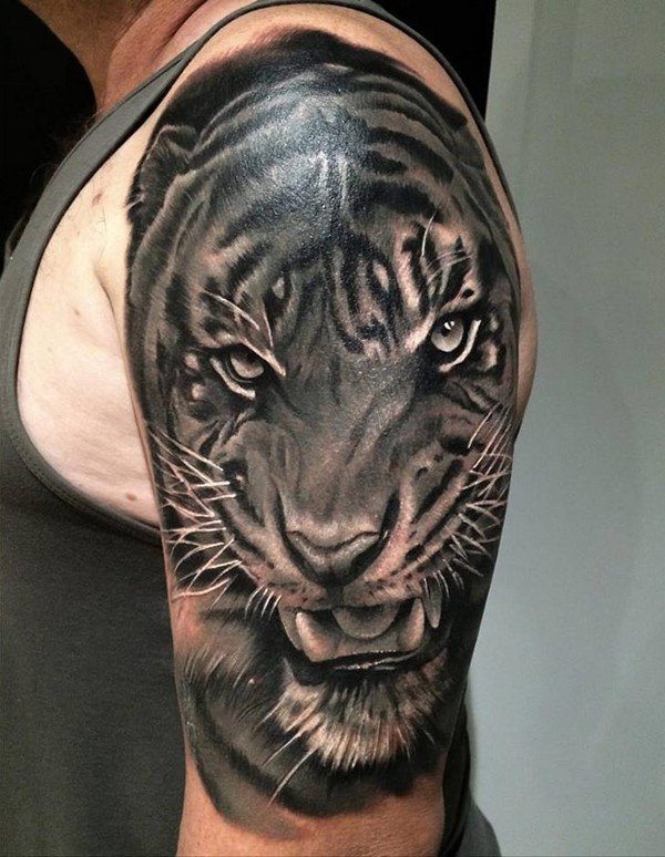 half sleeve black and grey tattoos for men