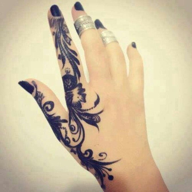 partially inked hand tattoos for girls