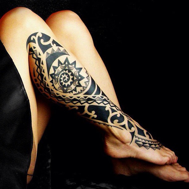 tribal tattoos for women on leg