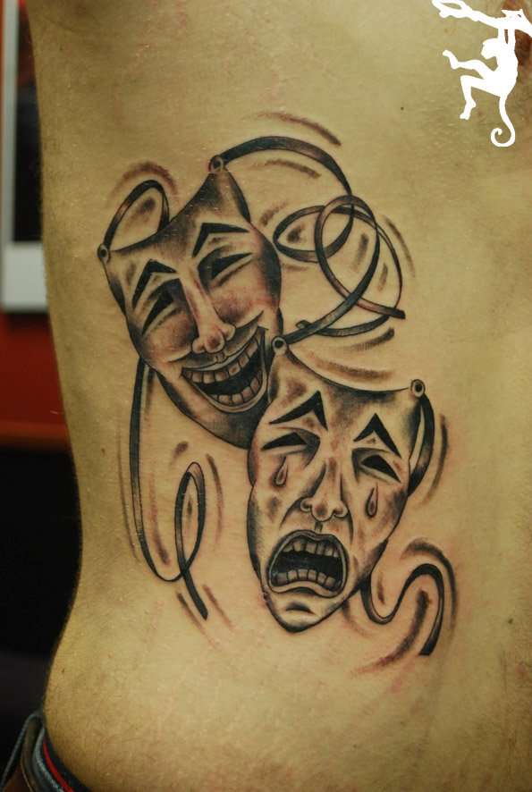Life is a Theatre theme tattoo for men 