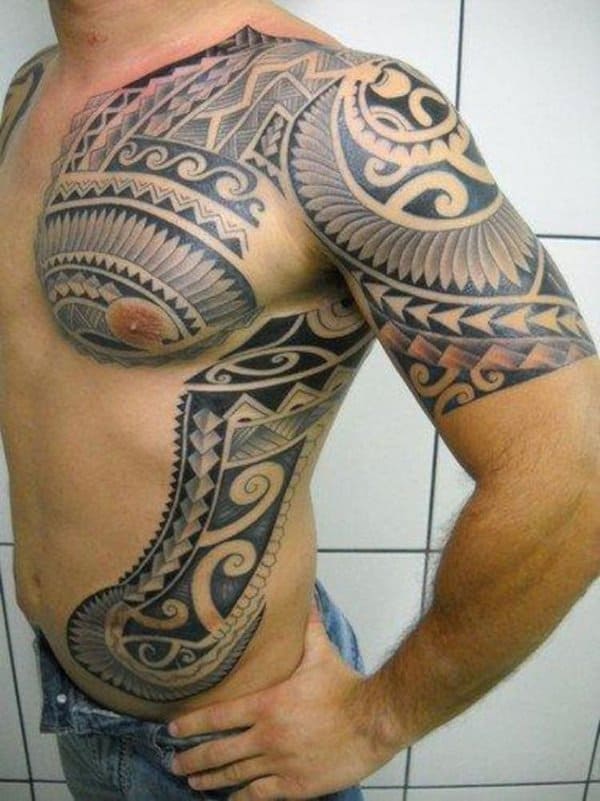 Tribal Takeaway tattoos on ribs for men 