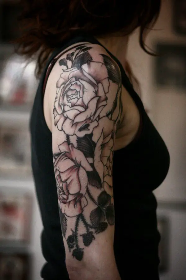 Half Sleeve Tattoos For Women Using Black Ink