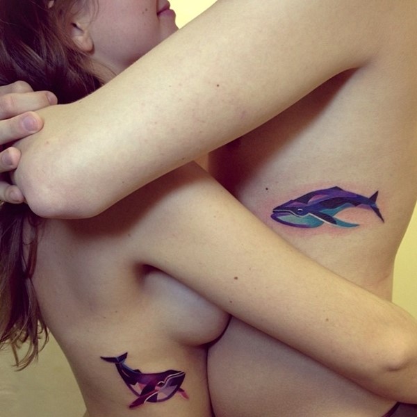 blue whale matching tattoos
