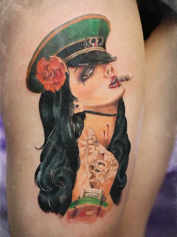 Captains' Pin Up Girl Tattoo art for girl