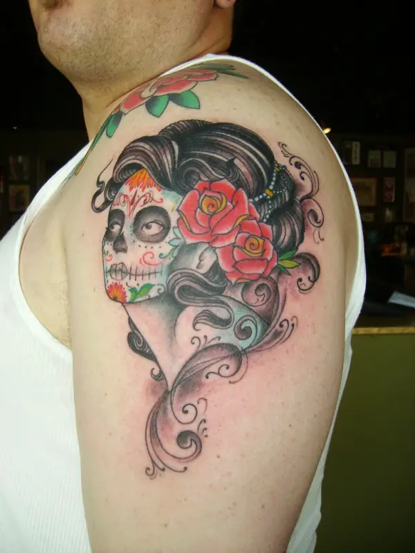 Deadly Beauty women tattoo idea for men 