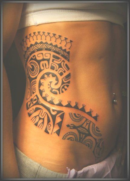 Tribal Side Tattoo For Girls