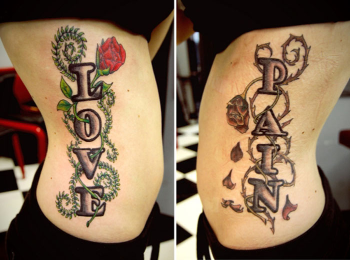 Love and Pain tattoo idea for women 