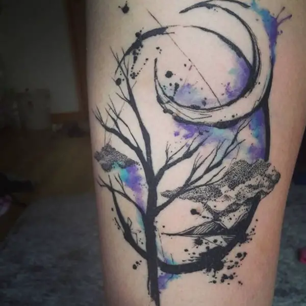 Mysterious Chaos sun and moon tattoo idea 