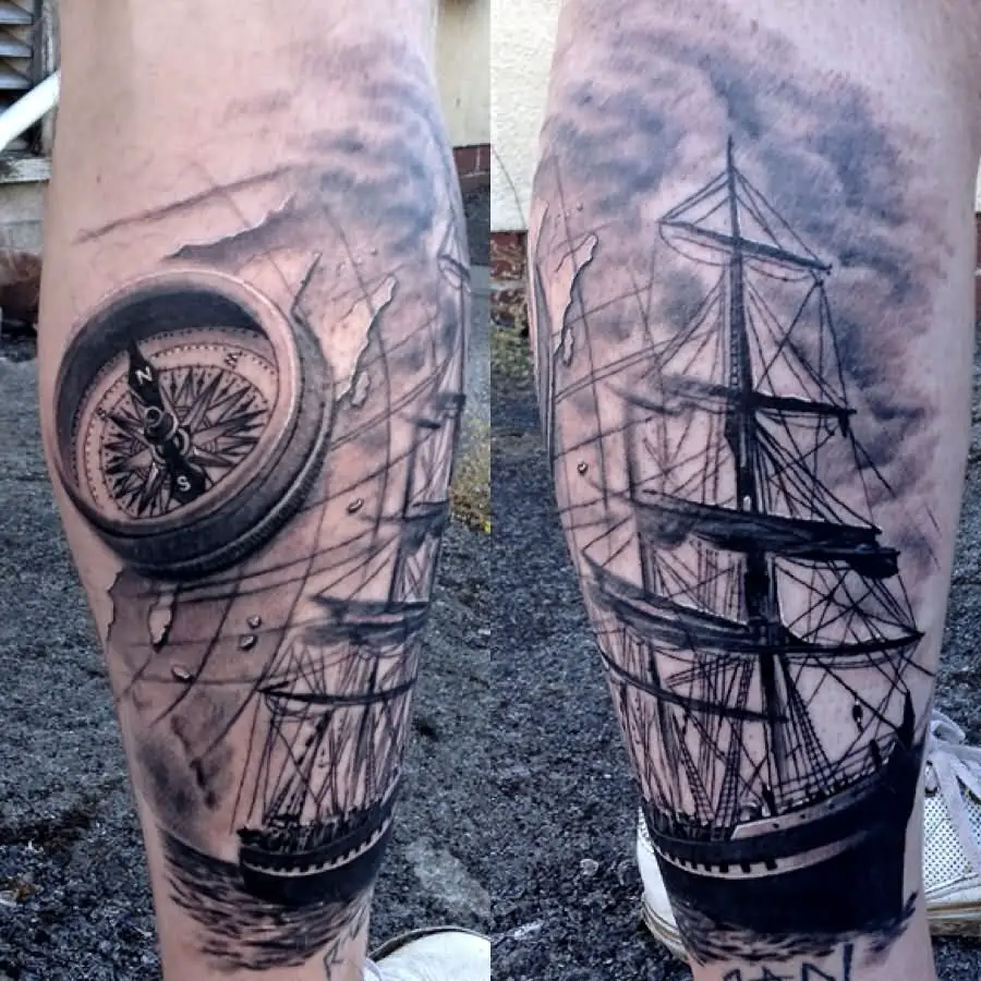 off the map tattoo with compass