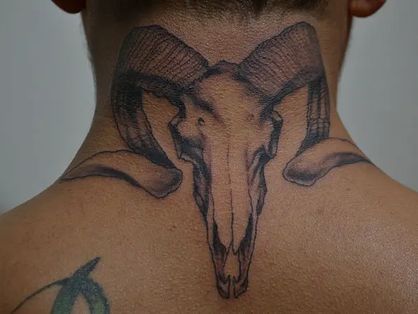 the horned ram neck tattoos