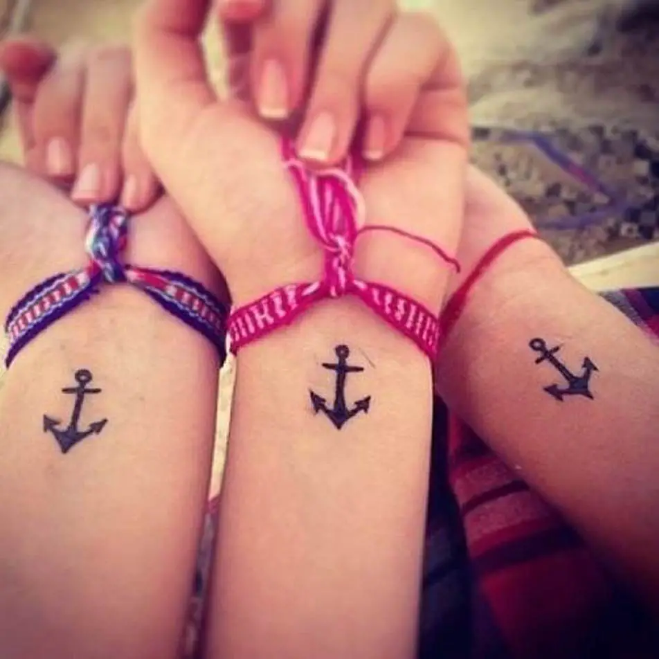 Anchored Together with best friend matching tattoos