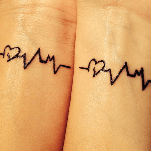 matching heartbeat tattoos with best friends
