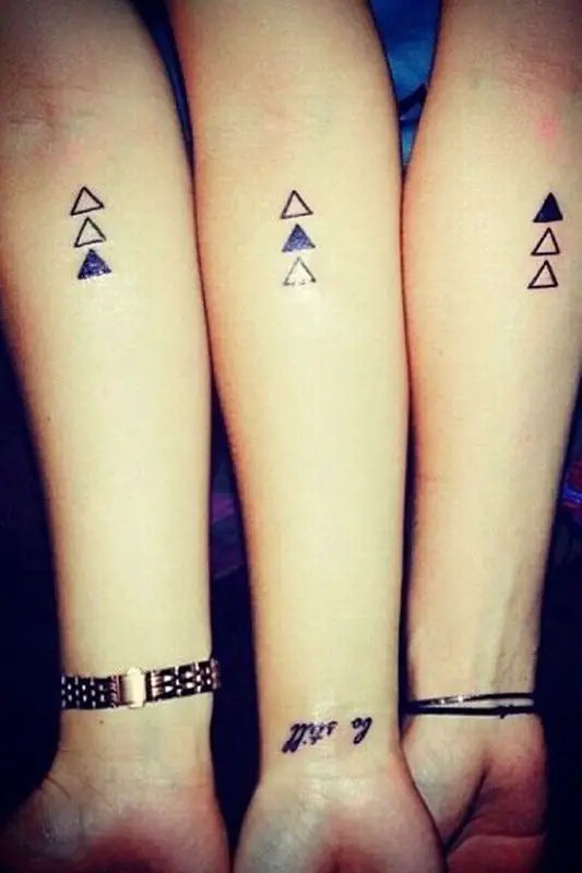 matching  triangle code best friend tattoos