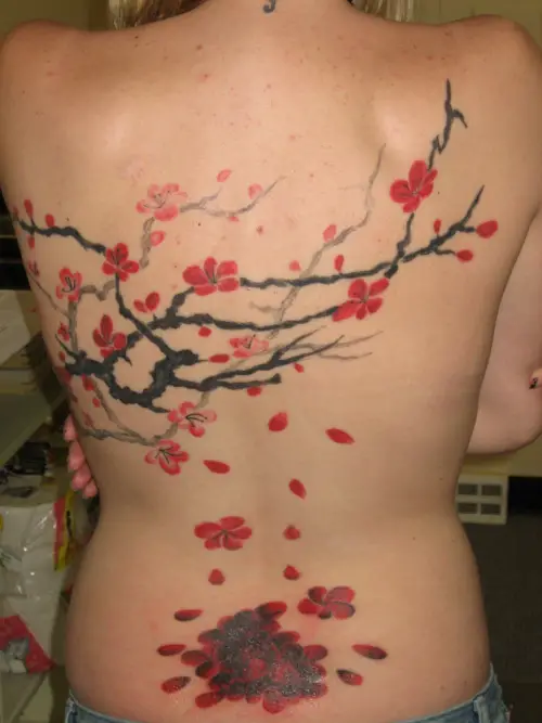 cherry blossom tree back tattoo