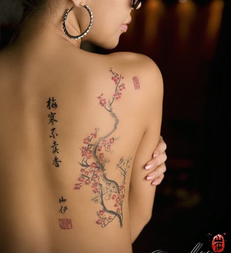 cherry blossom tree back tattoos