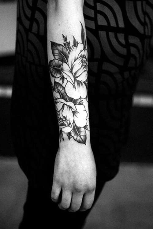 blackwork poppy forerm tattoos for women