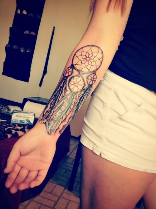 dream catcher forearm tattoos