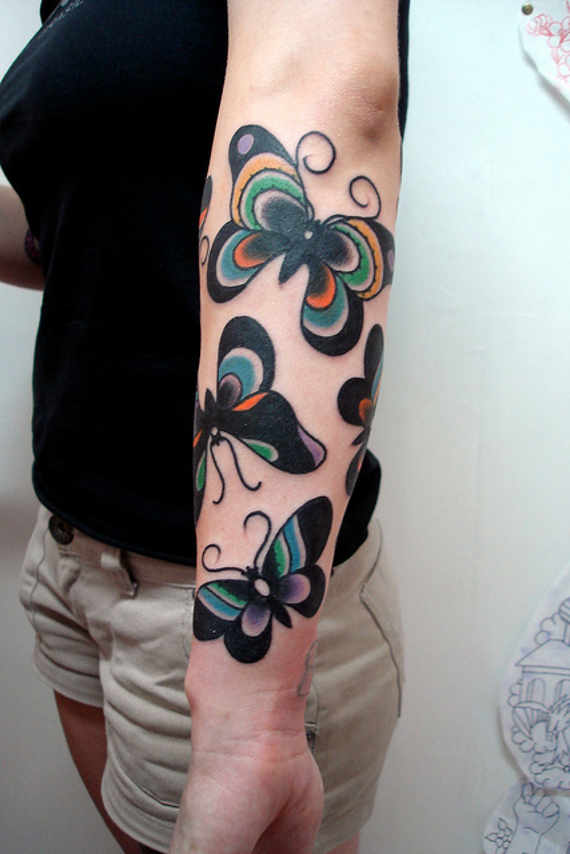 butterflies forearm tattoos for women