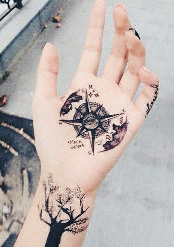 compass hand tattoos for girls