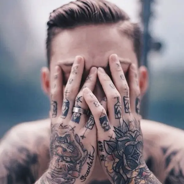 hand tattoos for men with images