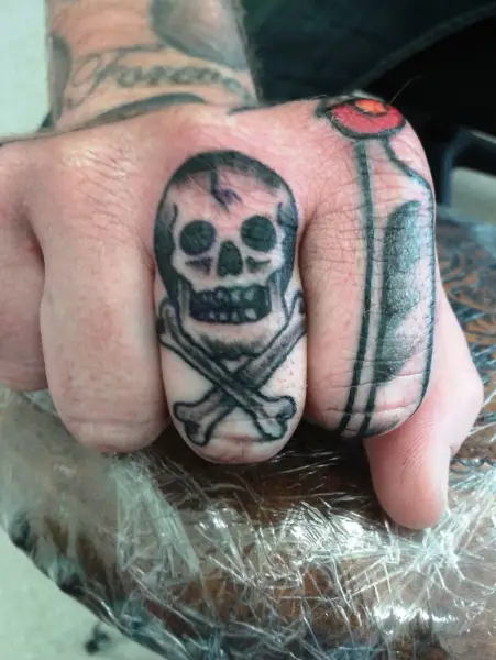 skull and cross bones hand tattoos for men