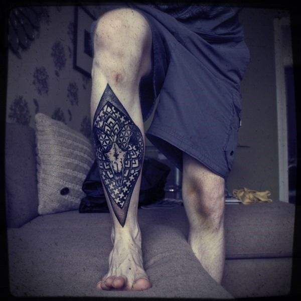 tribal leg tattoos for men