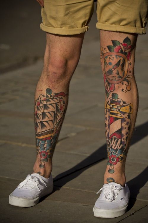colorful and creative leg tattoos for men