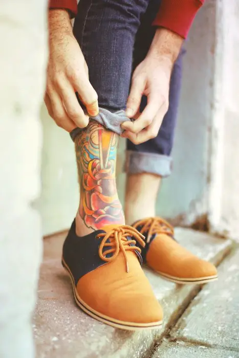 colorful leg tattoos for men