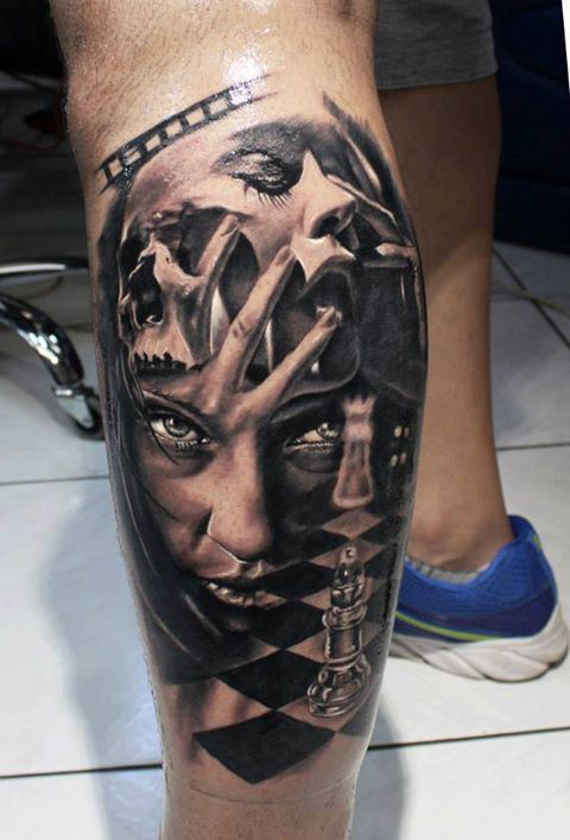 the dark game leg tattoos for men