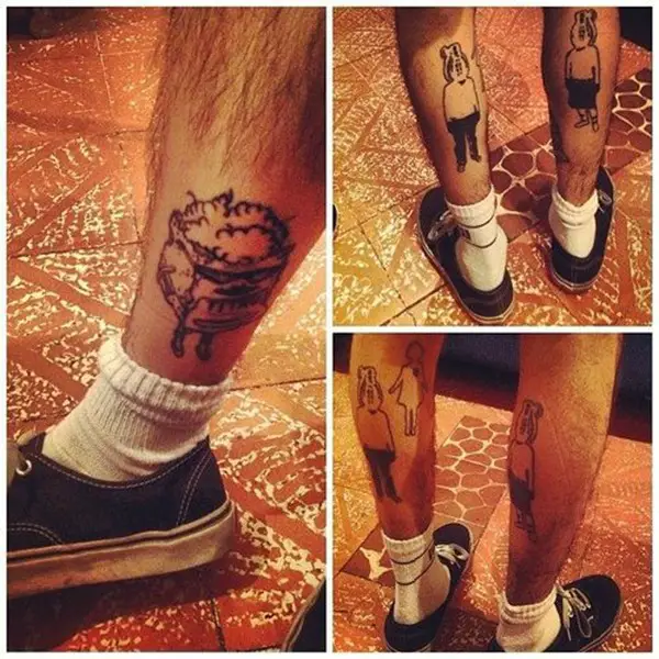 CARTOON THEME LEG TATTOOS