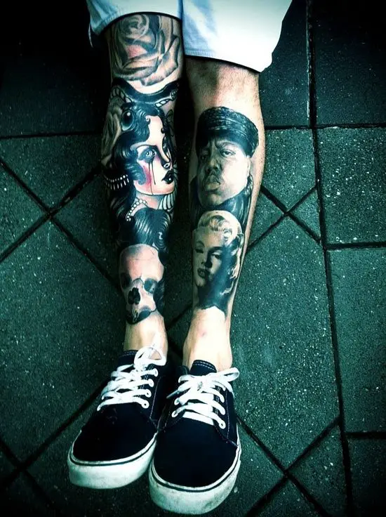 leg tattoos with famous face