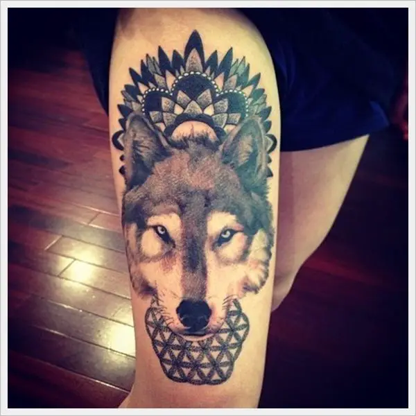 leg tattoos for men with indian husky