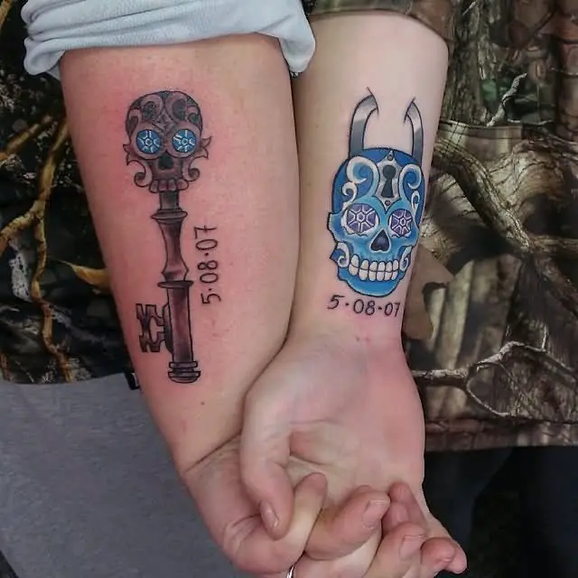 lock and key tattoos for couples