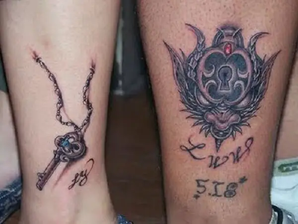 gothic lock and key tattoo