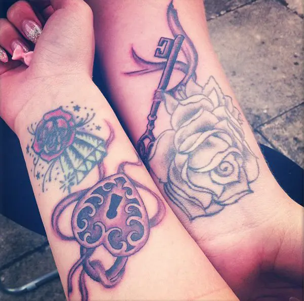 lock and key tattoos for couples