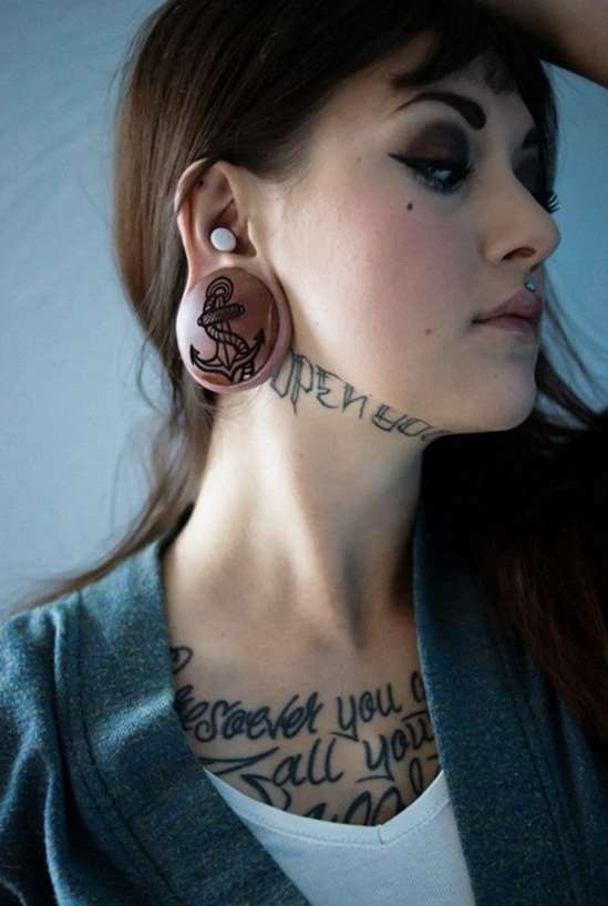 text message neck tattoos for women