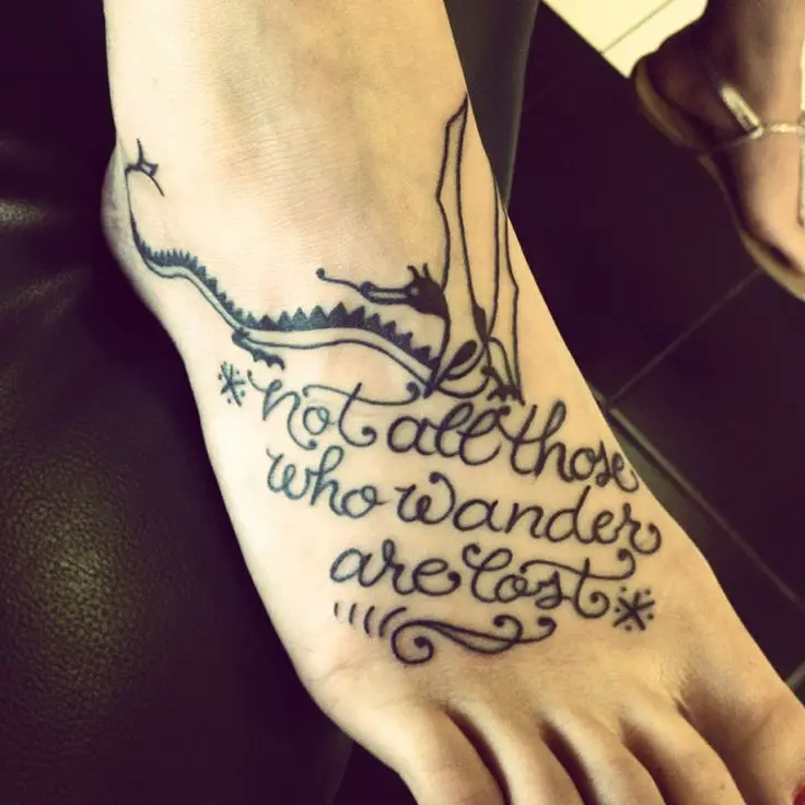 not all who wander are lost foot tattoo