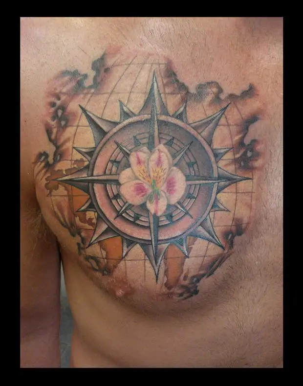 off the map tattoo with compass