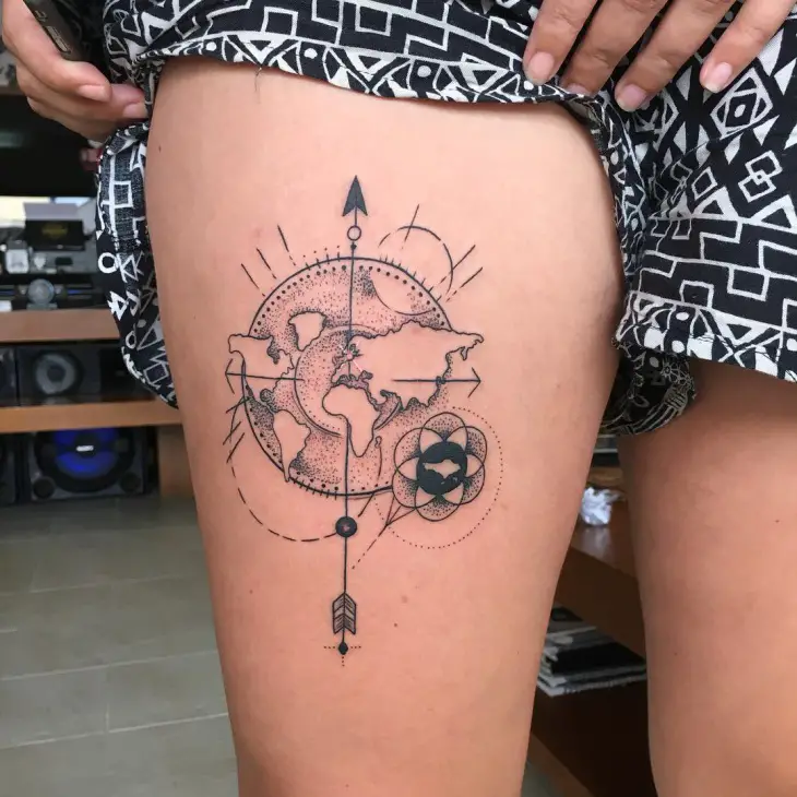 World Map  Compass  World Map  Compass Temporary Tattoos  Momentary Ink