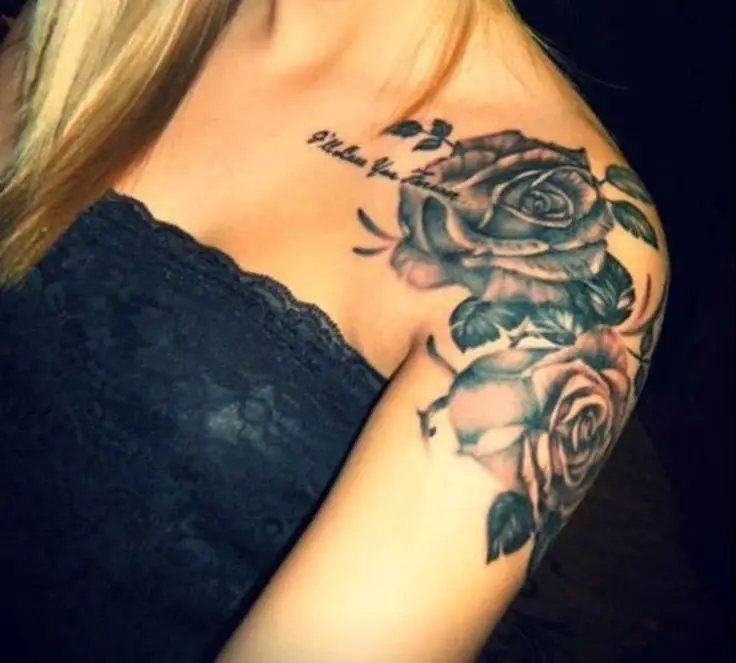 rose shoulder tattoo for women 