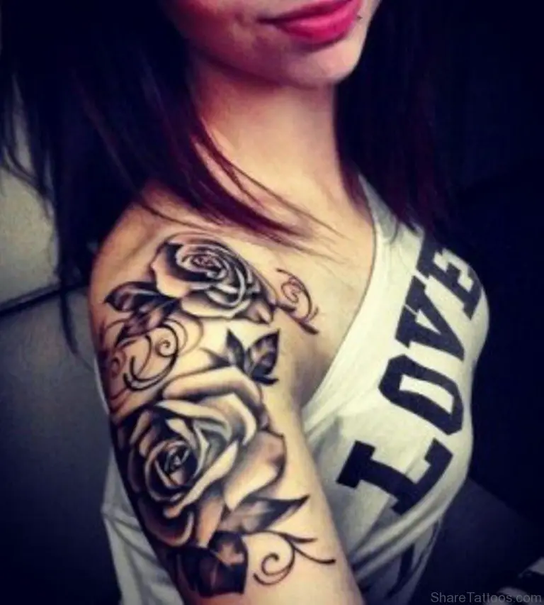 19 Interesting And Intriguing Rose Tattoos On Shoulders