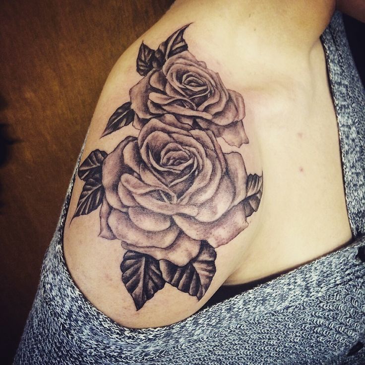 Smoky rose shoulder tattoo for women 